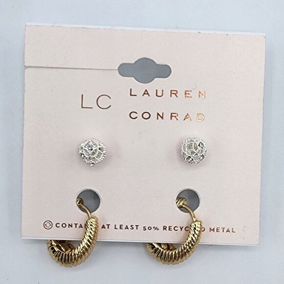 NEW Black Wristlet Zip Pouch, Vintage Floral Oval Tin Box Lauren Conrad Earrings - Picture 9 of 10